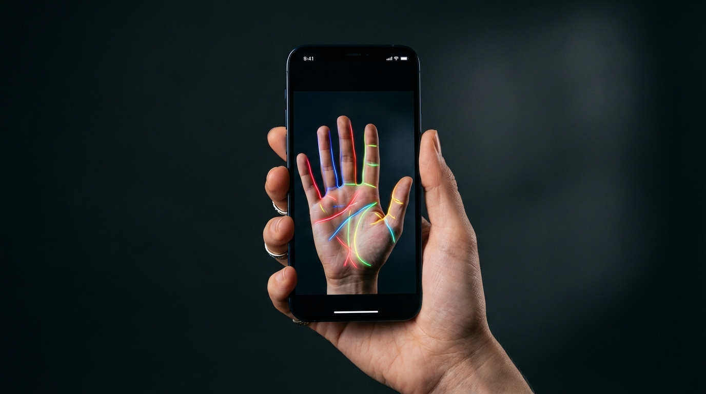 Phone scanning palm with detected lines